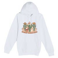 Howdy Christmas Sublimation Funny Cactus Xmas Lights Gift Premium Pullover Hoodie