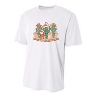 Howdy Christmas Sublimation Funny Cactus Xmas Lights Gift Youth Performance Sprint T-Shirt