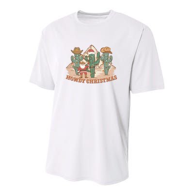 Howdy Christmas Sublimation Funny Cactus Xmas Lights Gift Youth Performance Sprint T-Shirt