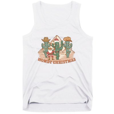 Howdy Christmas Sublimation Funny Cactus Xmas Lights Gift Tank Top