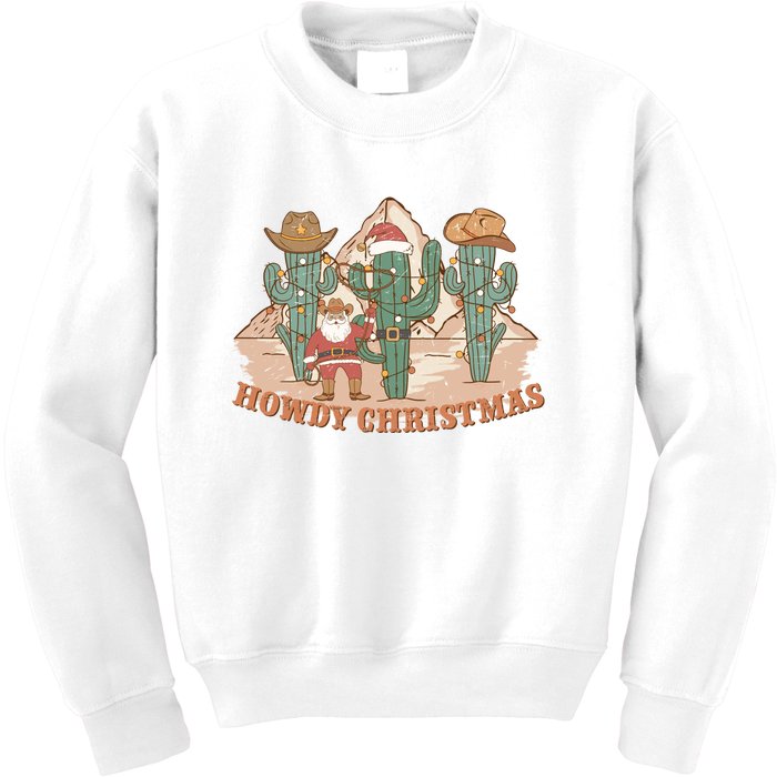 Howdy Christmas Sublimation Funny Cactus Xmas Lights Gift Kids Sweatshirt