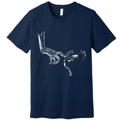 Halloween Cute Skeleton Hand Black Cat Boop Nose Cat Lover Premium T-Shirt