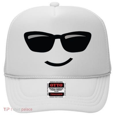 Halloween Costume Sunglasses Emoticon Face Group High Crown Mesh Back Trucker Hat