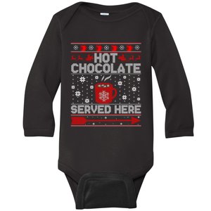 Hot Chocolate Served Here Christmas Ugly Gift Baby Long Sleeve Bodysuit