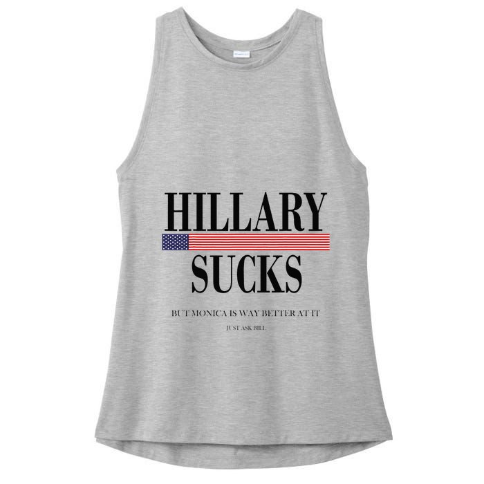 Hillary Clinton Sucks But Monica Is Way Better At It Ladies PosiCharge Tri-Blend Wicking Tank