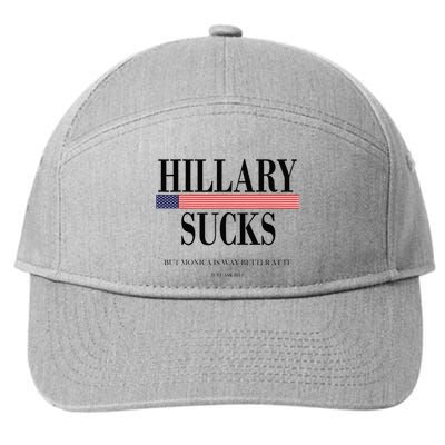 Hillary Clinton Sucks But Monica Is Way Better At It 7-Panel Snapback Hat