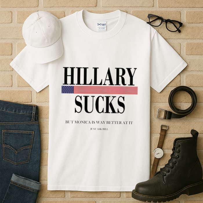 Hillary Clinton Sucks But Monica Is Way Better At It Tall T-Shirt