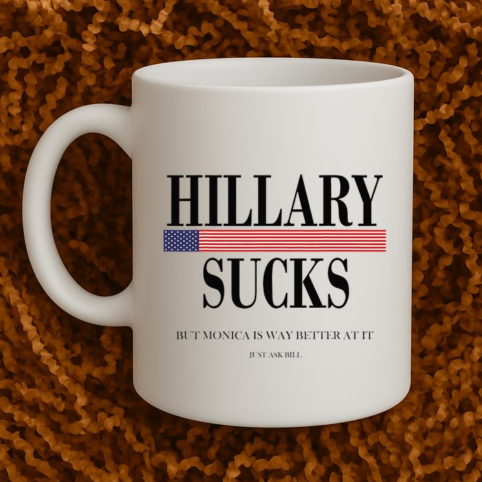 Hillary Clinton Sucks But Monica Is Way Better At It Mug