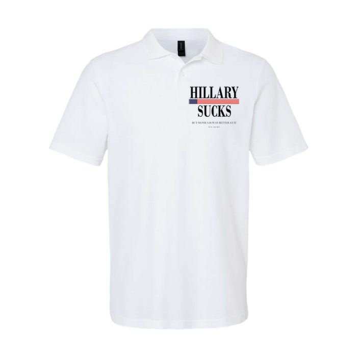 Hillary Clinton Sucks But Monica Is Way Better At It Softstyle Adult Sport Polo