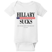 Hillary Clinton Sucks But Monica Is Way Better At It Baby Bodysuit