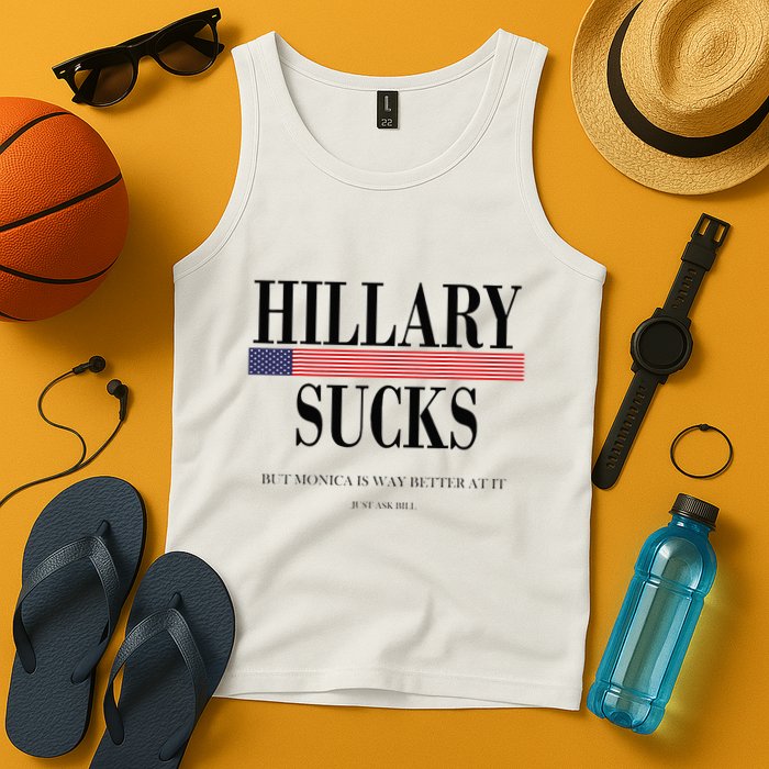 Hillary Clinton Sucks But Monica Is Way Better At It Tank Top