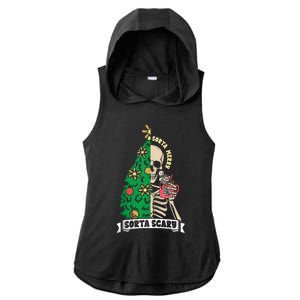 Halloween Christmas Skeleton Sorta Merry Scary Xmas Tree Tank Top Ladies PosiCharge Tri-Blend Wicking Draft Hoodie Tank