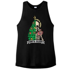 Halloween Christmas Skeleton Sorta Merry Scary Xmas Tree Tank Top Ladies PosiCharge Tri-Blend Wicking Tank