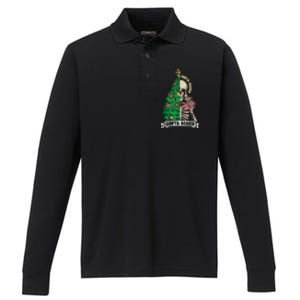 Halloween Christmas Skeleton Sorta Merry Scary Xmas Tree Tank Top Performance Long Sleeve Polo