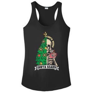 Halloween Christmas Skeleton Sorta Merry Scary Xmas Tree Tank Top Ladies PosiCharge Competitor Racerback Tank