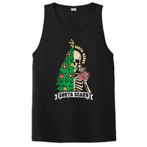 Halloween Christmas Skeleton Sorta Merry Scary Xmas Tree Tank Top PosiCharge Competitor Tank