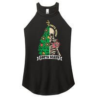 Halloween Christmas Skeleton Sorta Merry Scary Xmas Tree Tank Top Women's Perfect Tri Rocker Tank