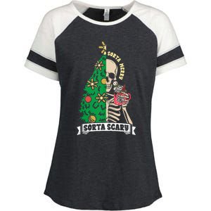 Halloween Christmas Skeleton Sorta Merry Scary Xmas Tree Tank Top Enza Ladies Jersey Colorblock Tee