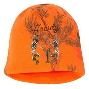 Howdy Cow Skeleton Dancing Country Western Kati - Camo Knit Beanie