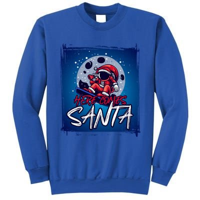 Here Comes Santa Santa Claus On A Skateboard In Moonlight Cool Gift Sweatshirt