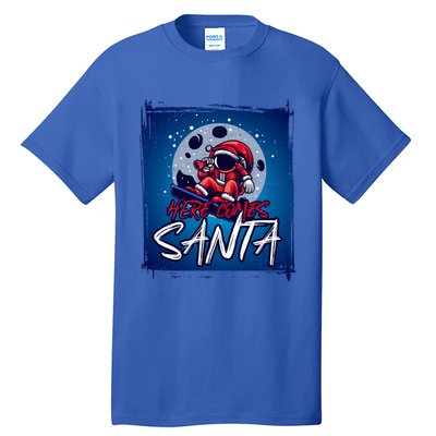 Here Comes Santa Santa Claus On A Skateboard In Moonlight Cool Gift Tall T-Shirt