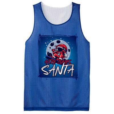 Here Comes Santa Santa Claus On A Skateboard In Moonlight Cool Gift Mesh Reversible Basketball Jersey Tank