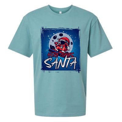 Here Comes Santa Santa Claus On A Skateboard In Moonlight Cool Gift Sueded Cloud Jersey T-Shirt