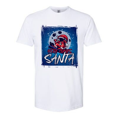 Here Comes Santa Santa Claus On A Skateboard In Moonlight Cool Gift Softstyle CVC T-Shirt