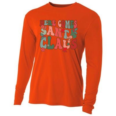 Here Comes Santa Claus Groovy Christmas Funny Gift Cooling Performance Long Sleeve Crew