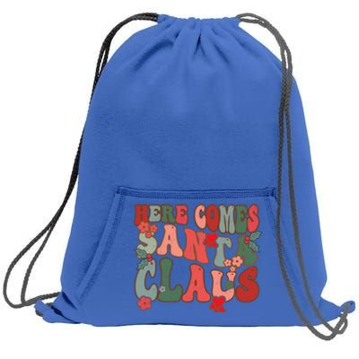 Here Comes Santa Claus Groovy Christmas Funny Gift Sweatshirt Cinch Pack Bag