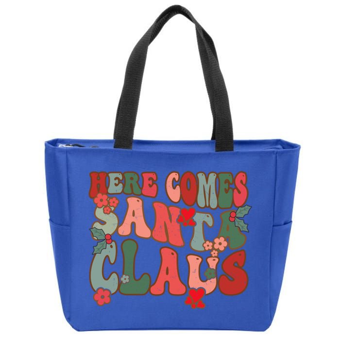 Here Comes Santa Claus Groovy Christmas Funny Gift Zip Tote Bag