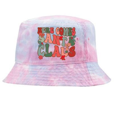 Here Comes Santa Claus Groovy Christmas Funny Gift Tie-Dyed Bucket Hat