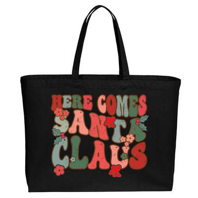 Here Comes Santa Claus Groovy Christmas Funny Gift Cotton Canvas Jumbo Tote