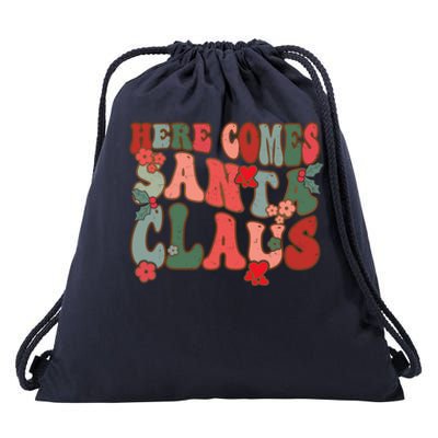 Here Comes Santa Claus Groovy Christmas Funny Gift Drawstring Bag