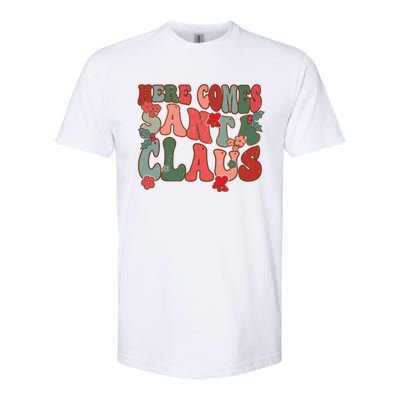 Here Comes Santa Claus Groovy Christmas Funny Gift Softstyle® CVC T-Shirt