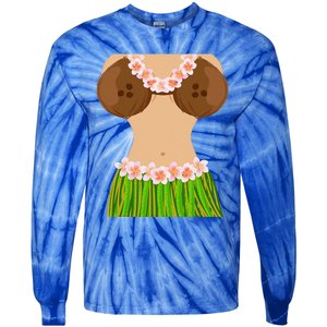 Hawaiian Coconut Shell Bra Funny Halloween Party Tie-Dye Long Sleeve Shirt