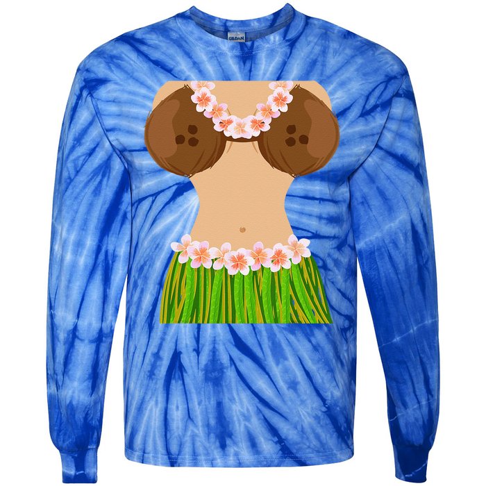 Hawaiian Coconut Shell Bra Funny Halloween Party Tie-Dye Long Sleeve Shirt