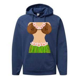 Hawaiian Coconut Shell Bra Funny Halloween Party Performance Fleece Hoodie