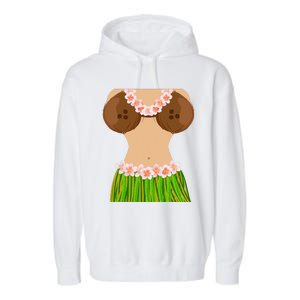 Hawaiian Coconut Shell Bra Funny Halloween Party Garment-Dyed Fleece Hoodie