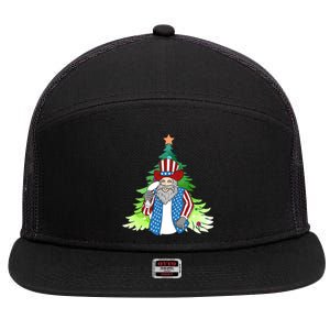 Here Comes Santa Clauspatriotic Kris Kringle Christmas Tree Cool Gift 7 Panel Mesh Trucker Snapback Hat