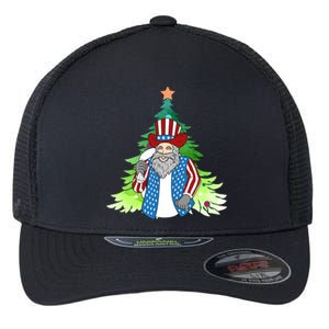 Here Comes Santa Clauspatriotic Kris Kringle Christmas Tree Cool Gift Flexfit Unipanel Trucker Cap