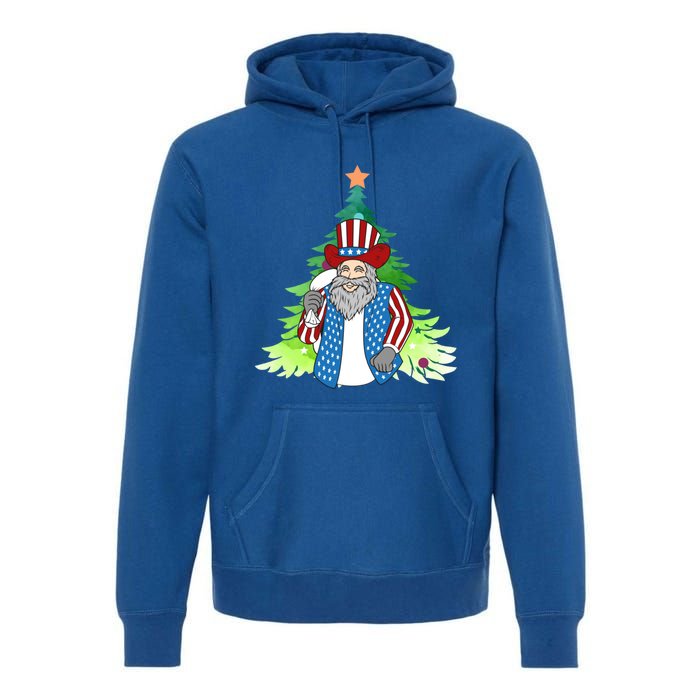 Here Comes Santa Clauspatriotic Kris Kringle Christmas Tree Cool Gift Premium Hoodie