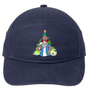 Here Comes Santa Clauspatriotic Kris Kringle Christmas Tree Cool Gift 7-Panel Snapback Hat