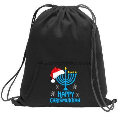 Happy Chrismukkah Santa Hat Christmas Hanukkah Sleep Sweatshirt Cinch Pack Bag