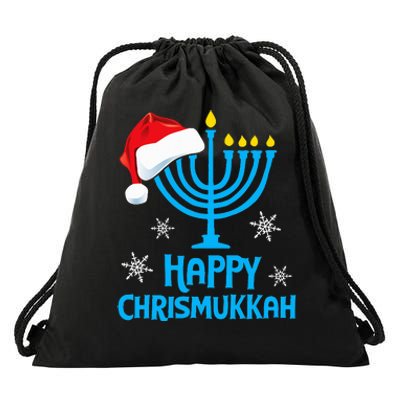 Happy Chrismukkah Santa Hat Christmas Hanukkah Sleep Drawstring Bag