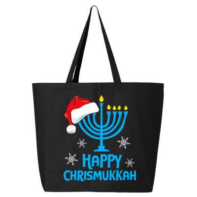 Happy Chrismukkah Santa Hat Christmas Hanukkah Sleep 25L Jumbo Tote