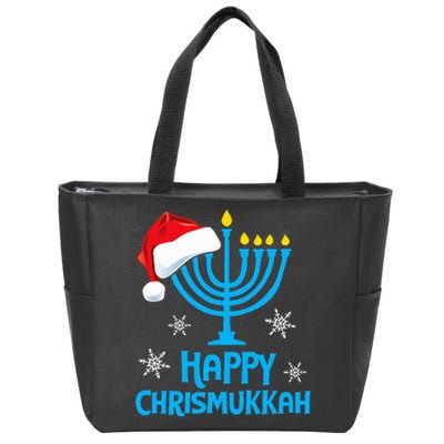 Happy Chrismukkah Santa Hat Christmas Hanukkah Sleep Zip Tote Bag