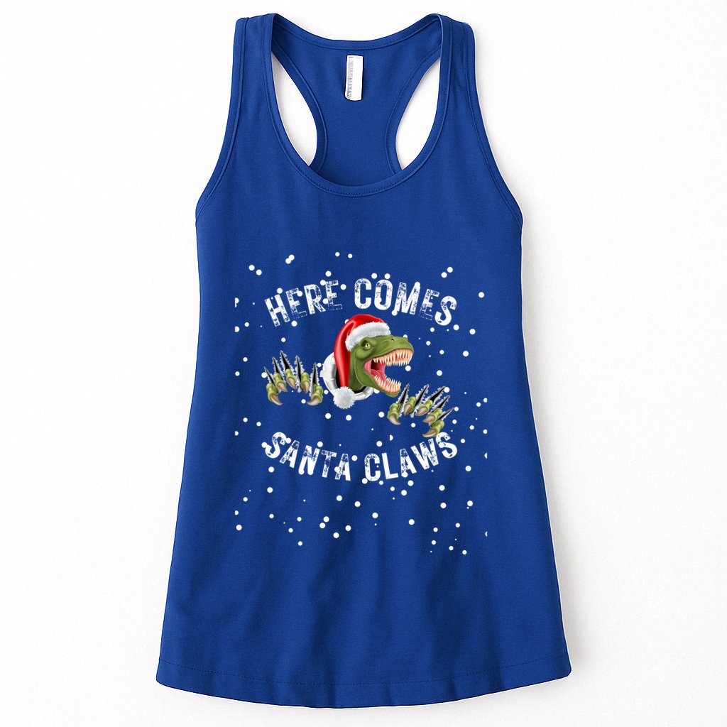 Here Comes Santa Trex Dinosaur Santa Claus Claws Meaningful Gift Womens Tank Top