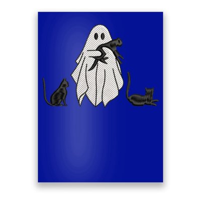 Halloween Costume Spooky Season Ghost Holding Black Cat Cute Cool Gift Poster