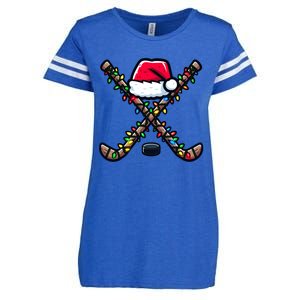 Hockey Christmas Santa Hat Hockey Sticks Matching Family Gift Enza Ladies Jersey Football T-Shirt